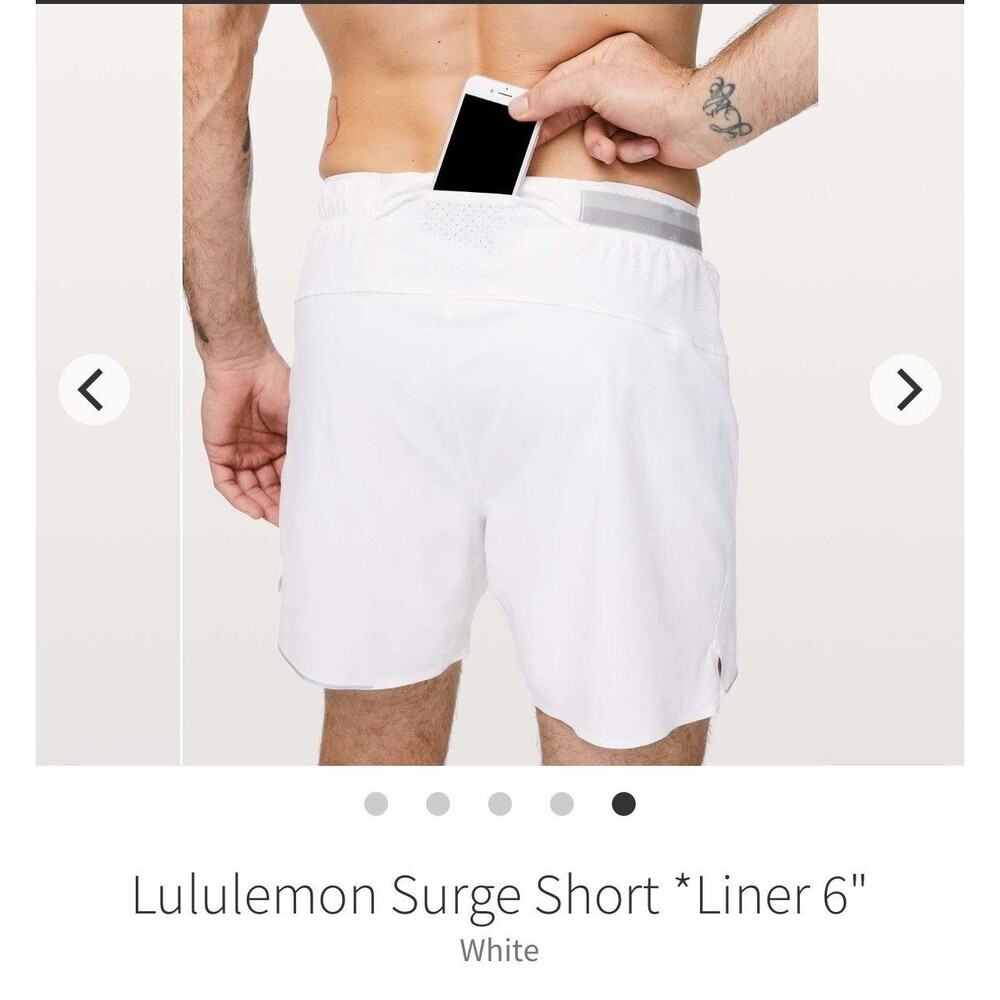 Lululemon Surge Shorts 6" Lined Men’s Size Small Running White Gray M7AEZS